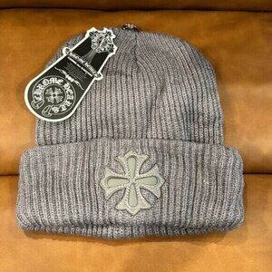 Chrome Hearts Grey Cross Patch Beanie Hat